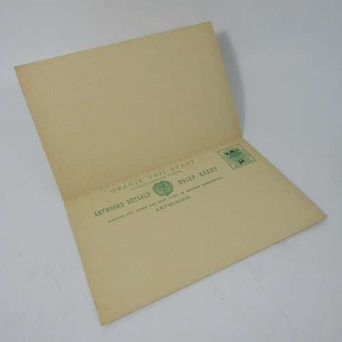Oranje Vrij Staat Antwoord Betaald double Brief Kaart with pre printed 1/2 stamps