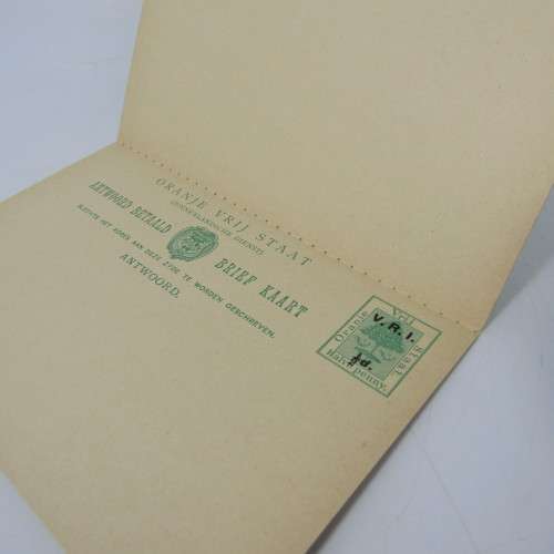 Oranje Vrij Staat Antwoord Betaald double Brief Kaart with pre printed 1/2 stamps