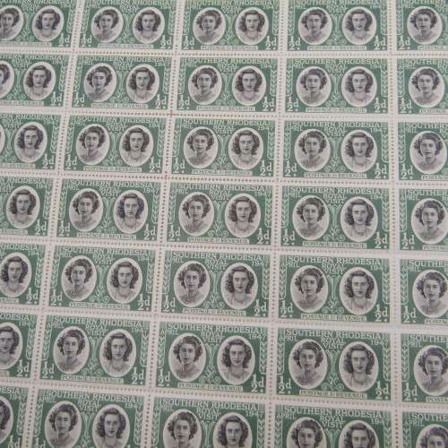 Southern Rhodesia stamps - 1947 Royal Visit - 3 full sheets of 64 - no. 420, 442, & 451