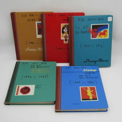 Lot of 5 slip in albums with some South Africa stamps - pay only for the albums