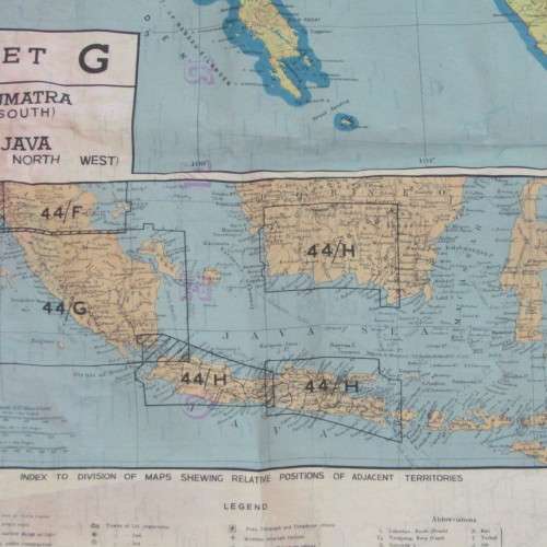 Vintage South African Military / Air Force silk map of Borneo, Sumatra, Java - AS1/ 092