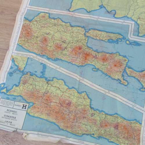 Vintage South African Military / Air Force silk map of Borneo, Sumatra, Java - AS1/ 092