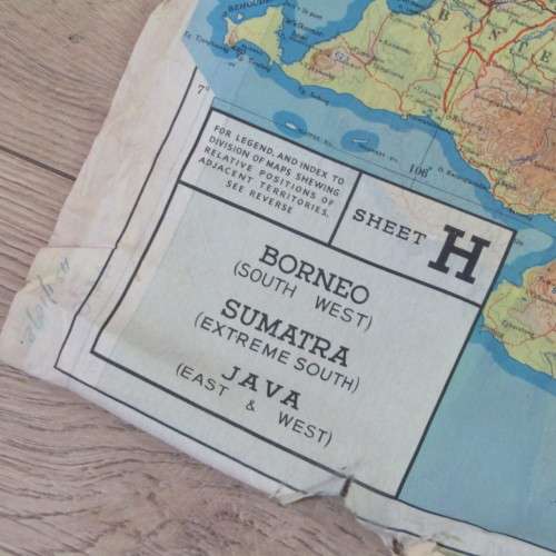 Vintage South African Military / Air Force silk map of Borneo, Sumatra, Java - AS1/ 092