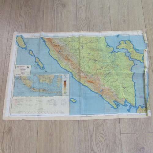 Vintage South African Military / Air Force silk map of Borneo, Sumatra, Java - AS1/ 092