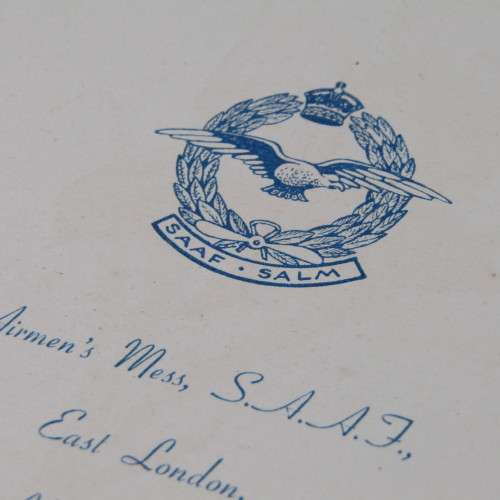 1940 Christmas dinner SAAF menu signed by about 30 Airforce soldiers