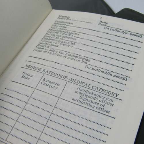 SA Defence Force Service & Pay book cover DD2094(b) with unused service book