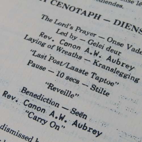 SA Legion rememberance Day 9 Nov 1986 program