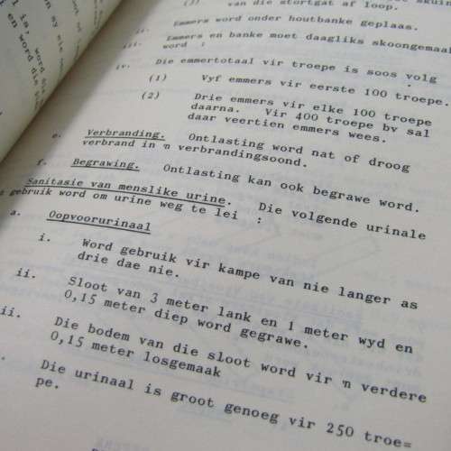 South Africa Defence Force Gevegsdissipline Arde Memoire book as issued by Army Headquarters 1980