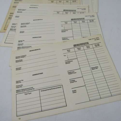 South Africa Defence Force DD2094 card for personal particulars - lot of 8 - unused