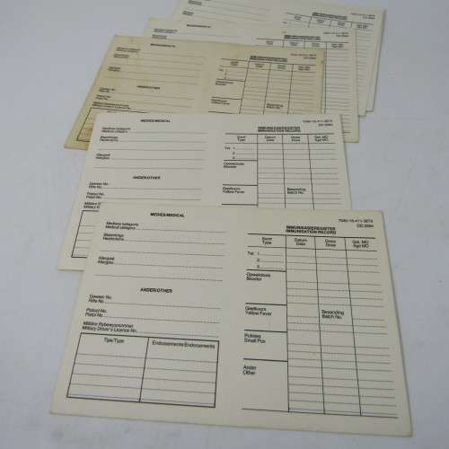 South Africa Defence Force DD2094 card for personal particulars - lot of 8 - unused