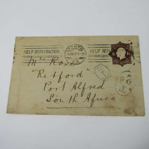 Block of 1/2d stamps on Australia cover with postage dues on reverse