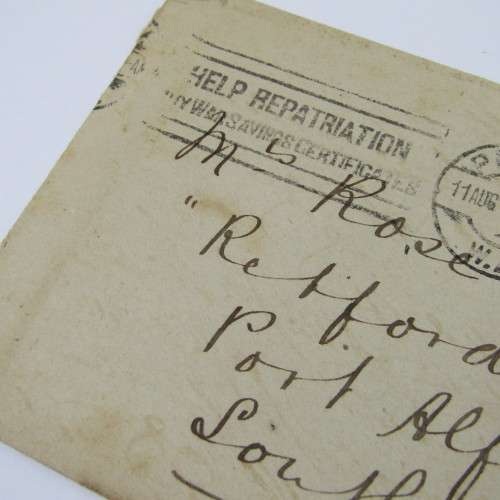 Block of 1/2d stamps on Australia cover with postage dues on reverse