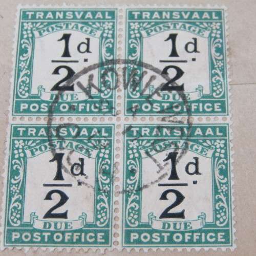 Block of 1/2d stamps on Australia cover with postage dues on reverse