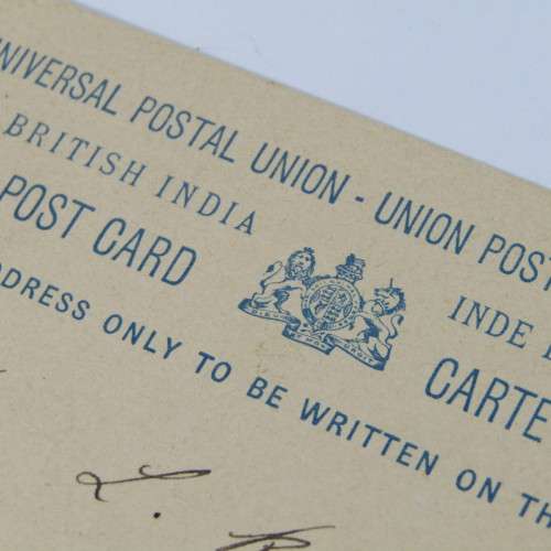 Preprinted post card with One Anna printed stamp sent from Aden 29 April 1898 to Johannesburg