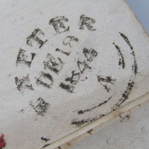 Postal piece with Penny Red stamp (corner letters I&A) posted 17 Dec 1884