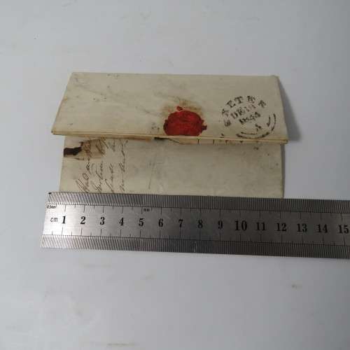 Postal piece with Penny Red stamp (corner letters I&A) posted 17 Dec 1884