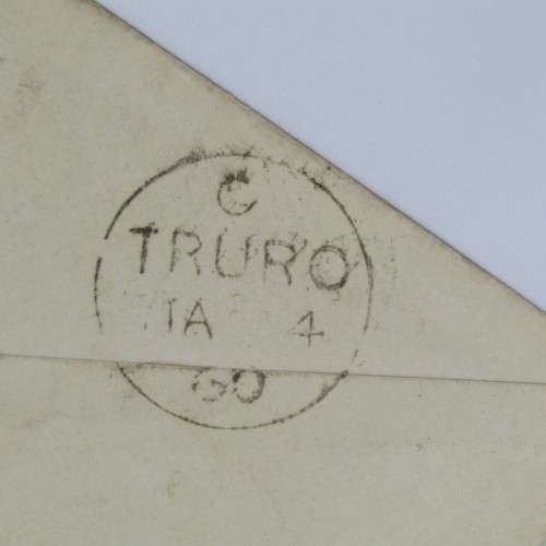 Great Britain cover with pair of penny red stamps - adressed to Ralph Barnes of Exeter backstamped