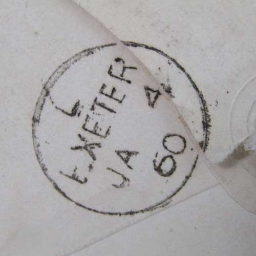 Great Britain cover with pair of penny red stamps - adressed to Ralph Barnes of Exeter backstamped