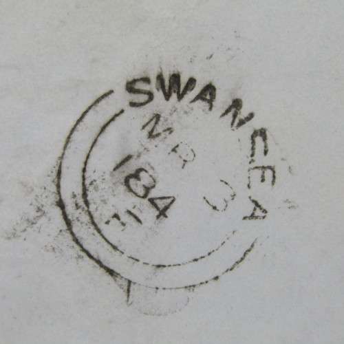 Great Britain 1847 letter posted from Cardiff to Swansea with pair of penny red stamps
