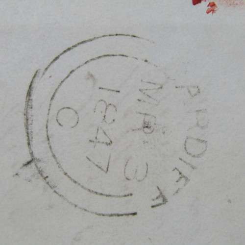 Great Britain 1847 letter posted from Cardiff to Swansea with pair of penny red stamps