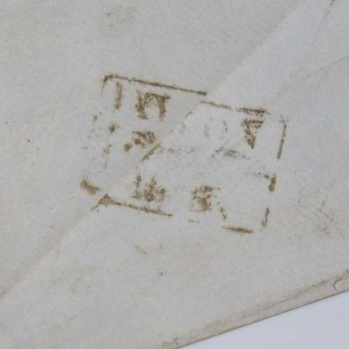 Pair of 2 penny blue stamps GA & GB on corner -uncut pair- dirty envelope but rare backstamped