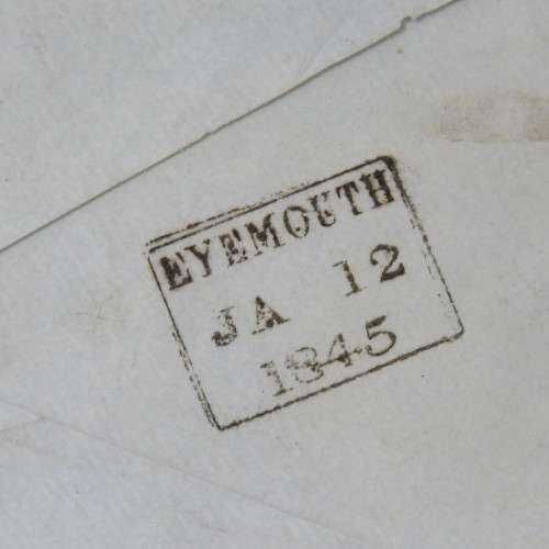 Pair of 2 penny blue stamps GA & GB on corner -uncut pair- dirty envelope but rare backstamped