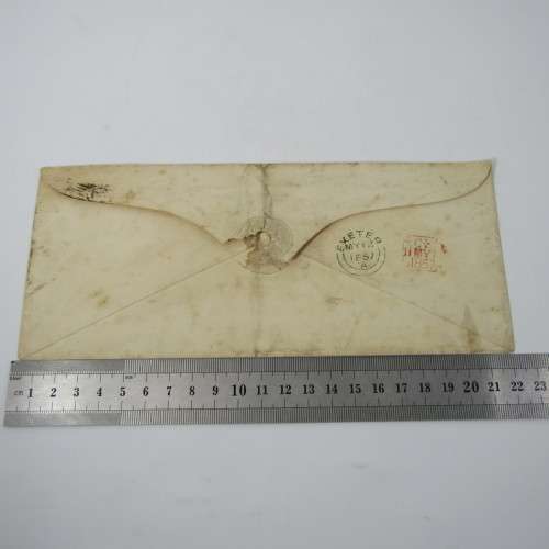 Great Britain postal cover to Ralph Barnes of Exeter with 2 penny blue stamp