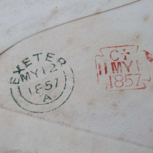 Great Britain postal cover to Ralph Barnes of Exeter with 2 penny blue stamp