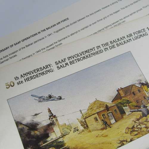 SAAF 50th anniversary on Balkan Air Force FDC signed by Anne de Goede - artist of painting on FDC
