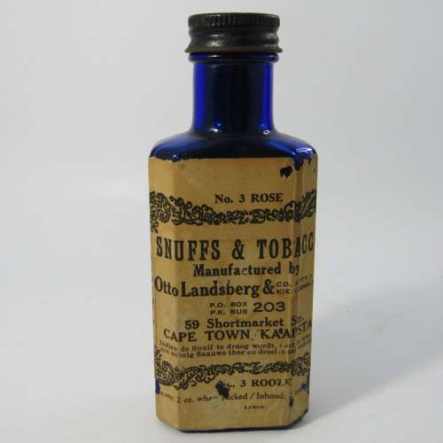 Vintage Otto Landsberg Snuff bottle - with label and still full of snuff