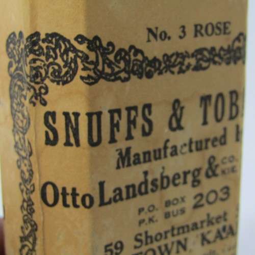 Vintage Otto Landsberg Snuff bottle - with label and still full of snuff