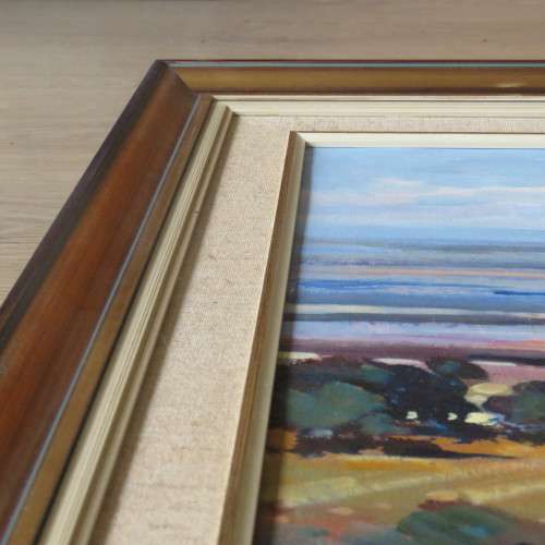 Larger Dale Elliot landscape painting, acrylic on board - Frame 60 x 76cm, Painting 43 x 59cm