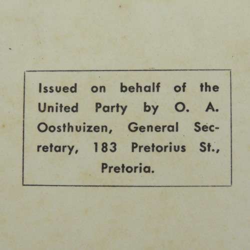 The Native & Coloured Peoples Policy of the United Party - Original Booklet