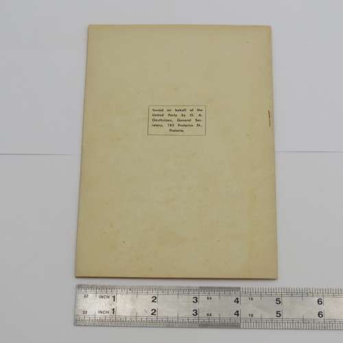 The Native & Coloured Peoples Policy of the United Party - Original Booklet