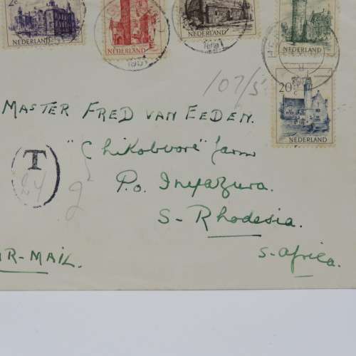 Taxed cover posted from Netherlands to Southern Rhodesia 1951