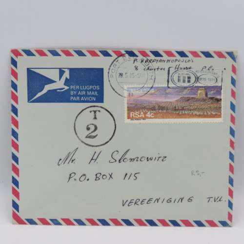 Taxed cover sent from Port Elizabeth to Vereniging on 28/5/1978