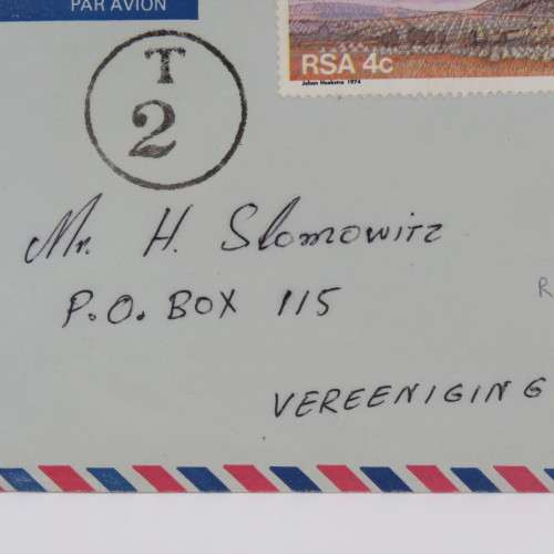 Taxed cover sent from Port Elizabeth to Vereniging on 28/5/1978