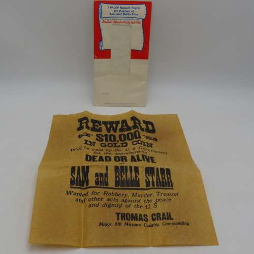 $10,000 Reward Poster for Capture of Sam and Belle Star - #207 Authentic Replica