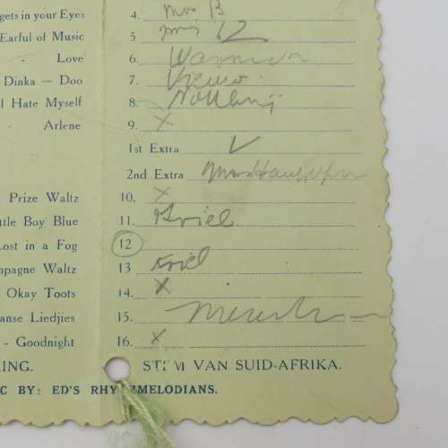 1935 Paarl Municipal Employees Association Dance programme booklet with pencil