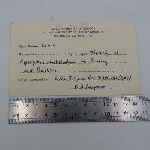 Ordering card sent from Tulane University New Orleans to University Pretoria on 14 October 1966