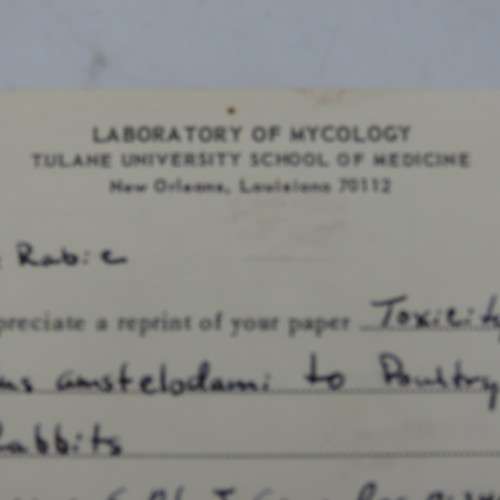 Ordering card sent from Tulane University New Orleans to University Pretoria on 14 October 1966