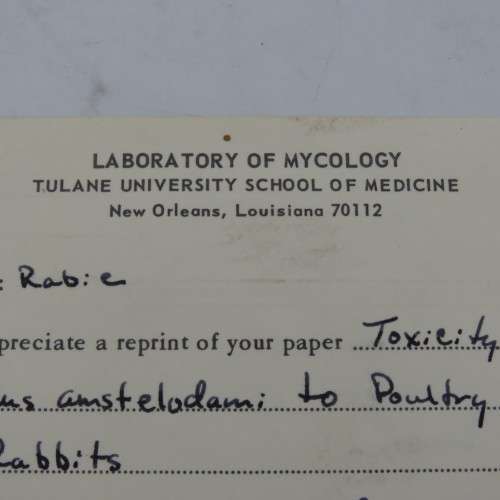 Ordering card sent from Tulane University New Orleans to University Pretoria on 14 October 1966
