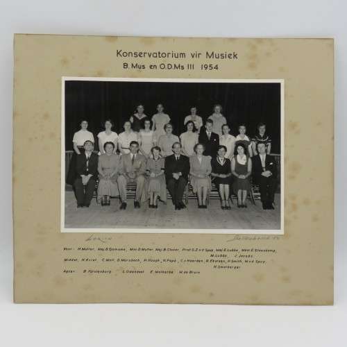 University of Stellenbosch 1954 Conservatorium for music - Photo of Lectors and Learners