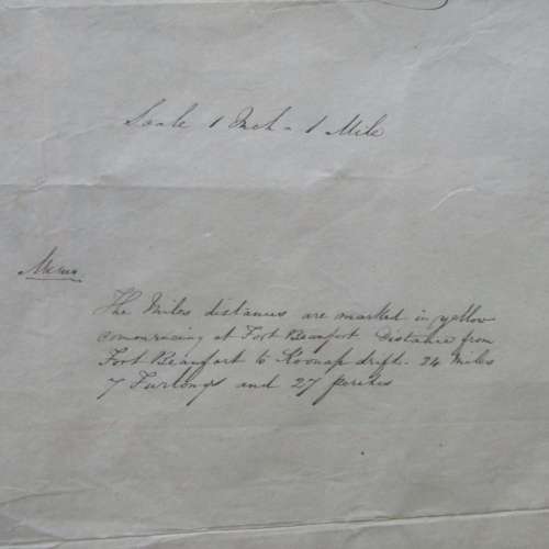 Original 1861 Royal Engineers hand drawn map from Fort Beaufort Victoria bridge to Koonap drift