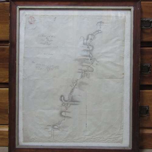 Original 1861 Royal Engineers hand drawn map from Fort Beaufort Victoria bridge to Koonap drift