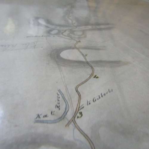 Original 1861 Royal Engineers hand drawn map from Fort Beaufort Victoria bridge to Koonap drift