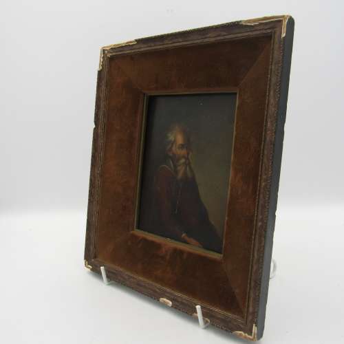 Antique oil on wood painting by Wilhelm Koller (1829 - 1884) with clear coating - some frame damage