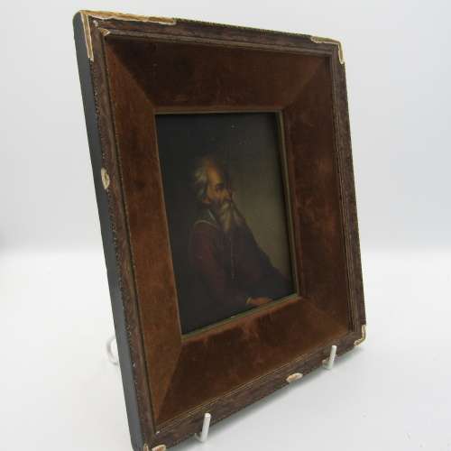 Antique oil on wood painting by Wilhelm Koller (1829 - 1884) with clear coating - some frame damage