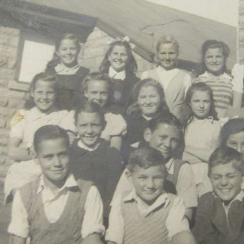 Vintage photo the Std 5 class in Hofmeyer - Class Teacher is Mr Du Plessis possibly 1950`s