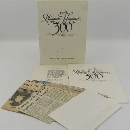 Huguenots 300 Years 1988 program with many newspaper cuttings - 2 programs included